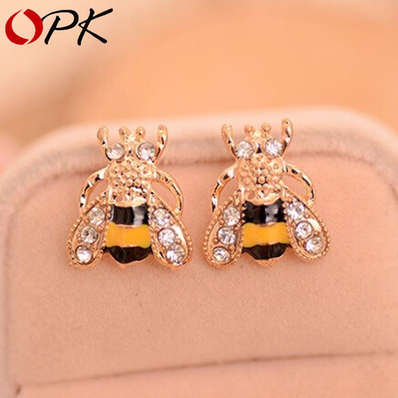 Boucles d'oreilles puces en forme d'abeille pour femme avec revêtement émaillé