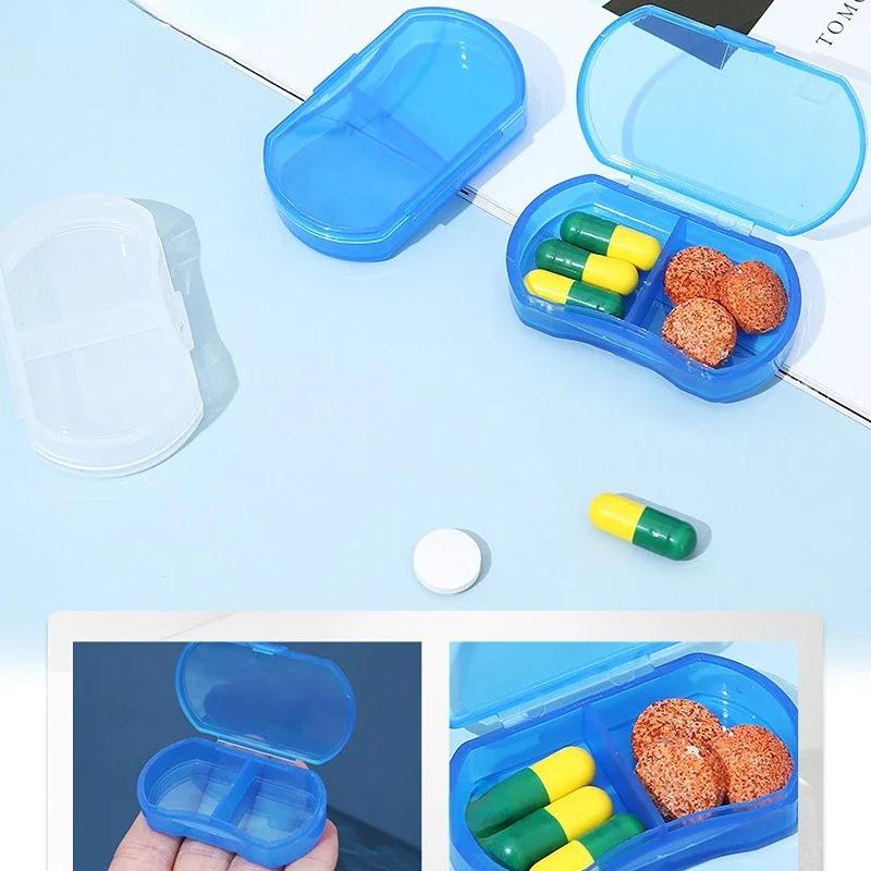 Pill Box Mini Pill Case 2 Grids Tablet Pill Organizer Case Dispenser Travel Tablet Holder Container Medicine Drug Storage Box