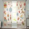 Christmas Elk Cartoon Gift Tulle Curtains For Living Room Decoration Modern Chiffon Sheer Voile Kitchen Curtain