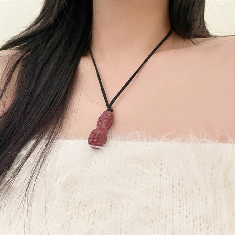 Sophisticated Peanut Necklace Featuring Black Cord Statement Jewelry Trendy Necklace Alloy Texture for Various Occasions