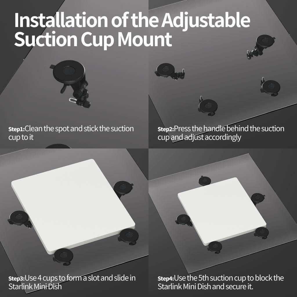 5PCS Starlink Mini Suction Cup Mount with Adjustable Arm for Car Windows Roof and Sunroofs Mounting Kit Accessories