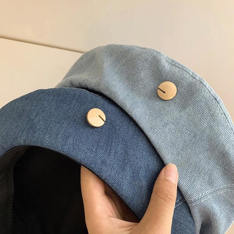 Denim For Hat Berets Retro Women Girls Jk Korean Solid Color Newsboy Beret Cap Outdoor Sunshade Octagonal Painter Artist Hats