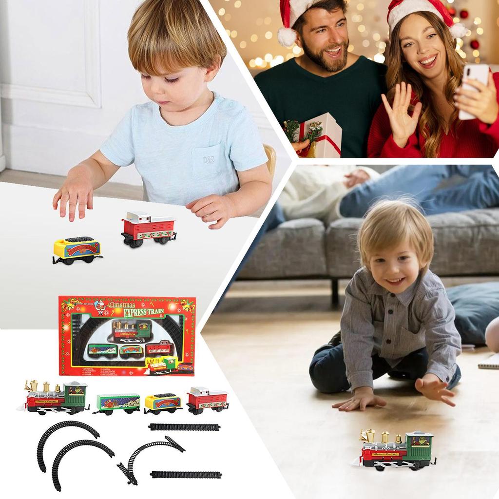 Christmas Train Set with Track Small Kids Trains Christmas Toys Ornaments Festive Electric Game for Festival Activities