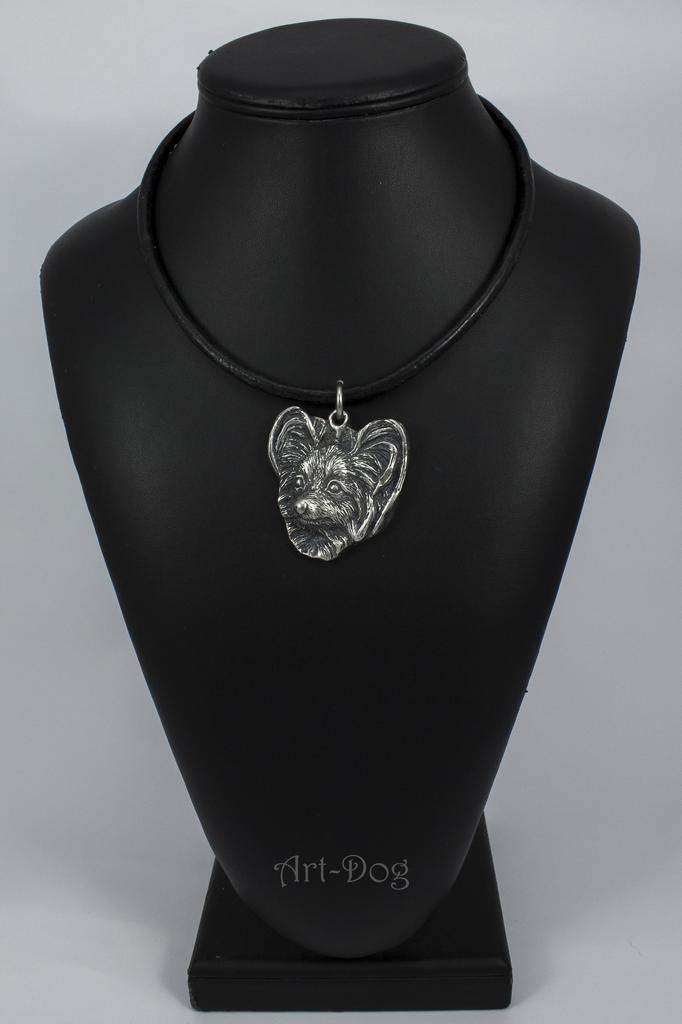 Papillon, Continental Toy Spaniel, Butterfly dog - Dog necklace in gift box, silver-plated locket for dog fan, striking pendant by Art-Dog brand