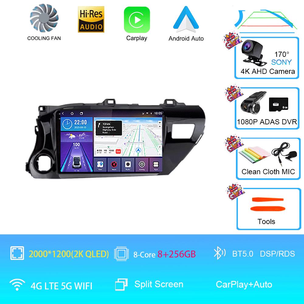Car Radio Android 14 For TOYOTA HILUX PICK UP AN120 2015 - 2020 RHD/LHD Multimedia Video Player Receiver 5G DVD Wifi Carplay
