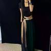 Fringe Tassel Fabric Scarf Long Flowy Solid Color Waist Sash Cape Belt Oriental Fashion Elegant Vacation Accessory