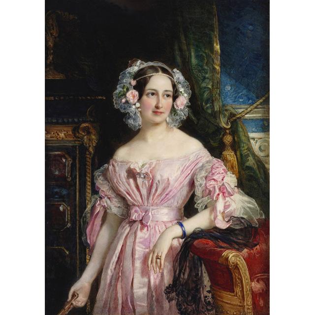 Europa Mädchen Malerei Vintage Ölgemälde auf Leinwand Wandkunst Drucke Klassische Poster und Drucke für Wohnzimmer Kein Rahmen