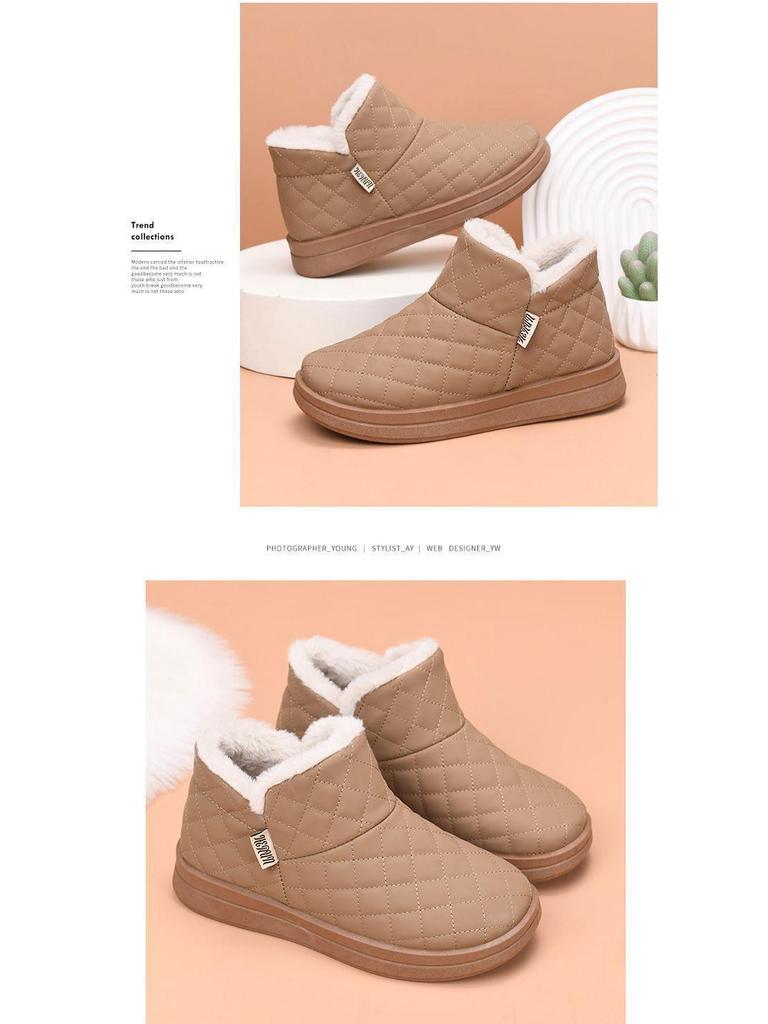 Women's Waterproof Velvet-Lined Winter Boots: Non-Slip, Thick Sole, Warm Cotton Snow Boots for Moms
