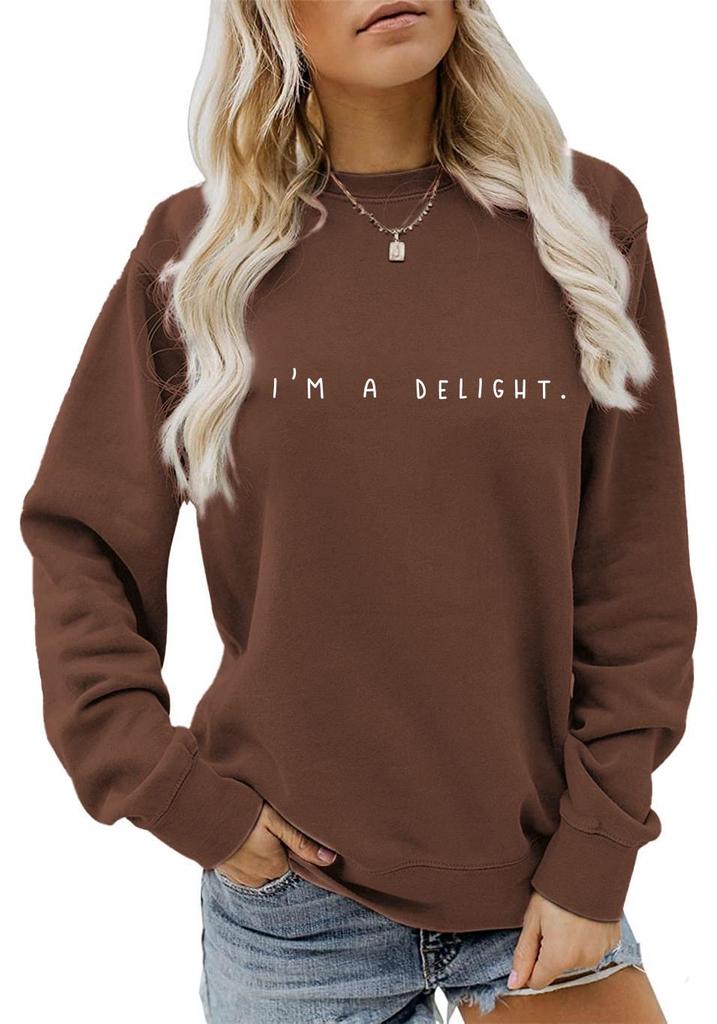 European and American Delight Long Sleeve Round Neck Hoodie 