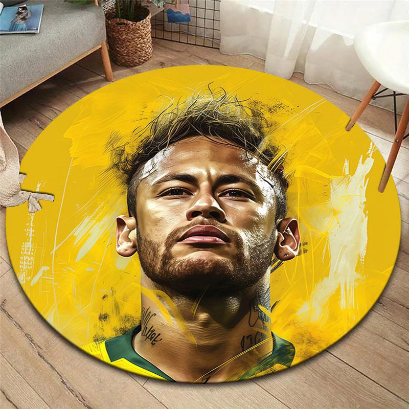 Neymar Round Area Rug,Carpet Rug for Living Room Bedroom Sofa Playroom Decor,Non-slip Floor Mat