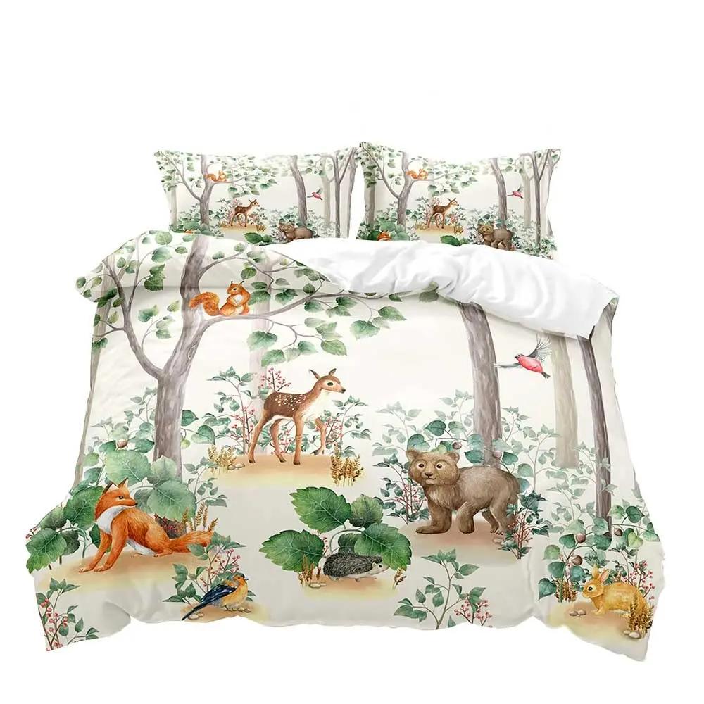 Farmhouse Duvet Cover SetBlack Bear Deer Elk Moose Forest Animal Wildlife Lodge Rustic Bedding Set KingSage Green Brown Plaid