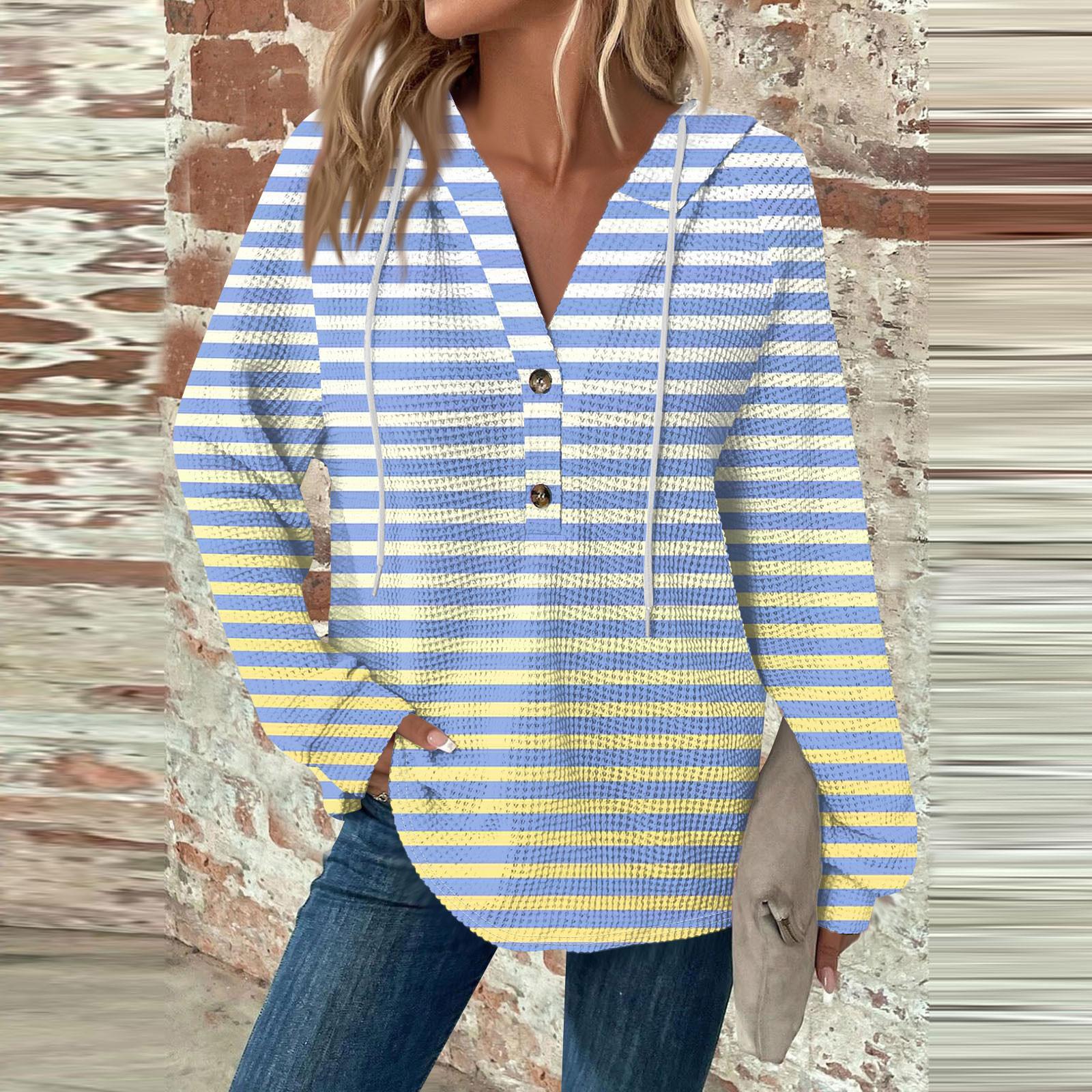 

Женская мода с длинным рукавом, завязками на шнурке, капюшоном, пуговицами, V-образным вырезом, повседневная толстовка с капюшоном и принтом S