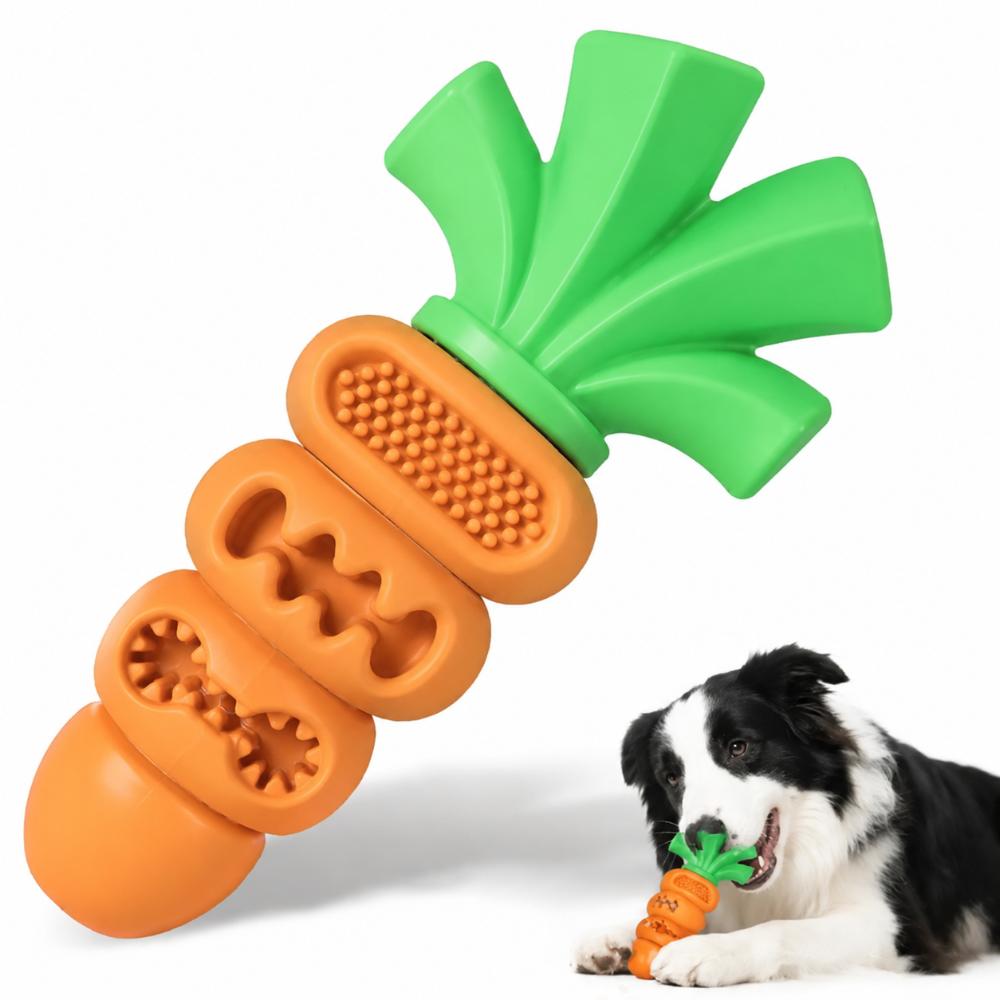 Non Toxic Silicone Carrot Dog Chew Toy Interactive Dog Toy  For Small Medium Dogs