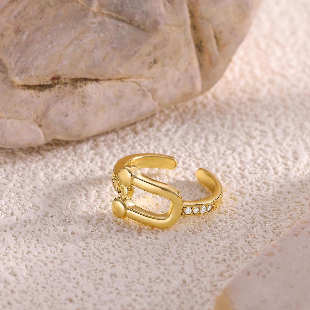 Simple Geometric Zircon Inlaid Ring - Trendy and Versatile Women's Fashion Jewelry