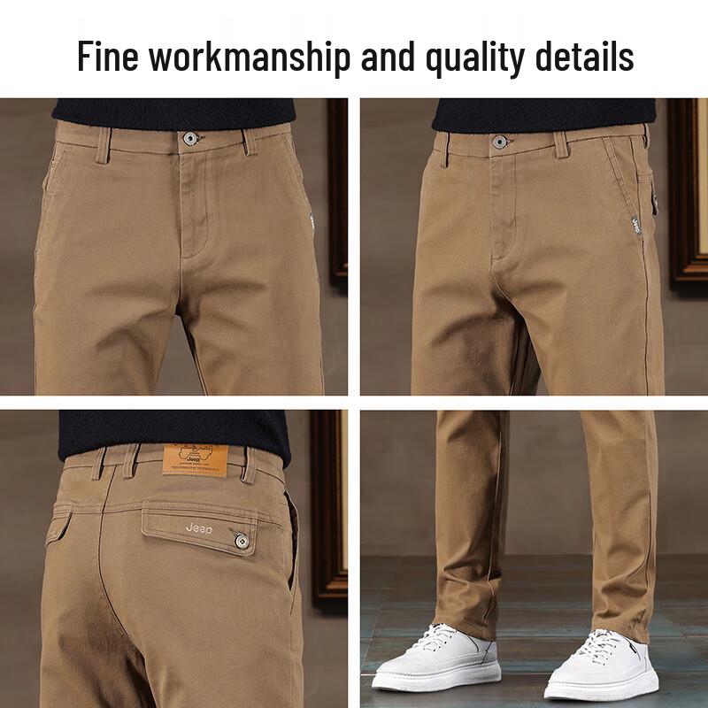 JEEP Men's Pure Cotton Straight Leg Casual Pants