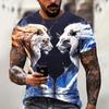 Męski T-shirt ze zwierzęcym nadrukiem 3D wilka, odzież męska w stylu ulicznym Harajuku, topy z krótkim rękawem, codzienne swetry