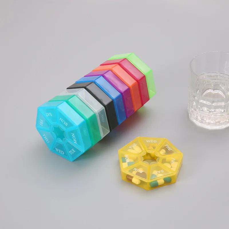 7 Days 7 Grids Medicine Mini Portable Pills Organizer Weekly Tablet Holder Portable Container Organizer Storage Tablets