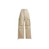 Solid Color Pocket Mid Waist Button Cargo Pants Women Pants Khaki CN461-KHA