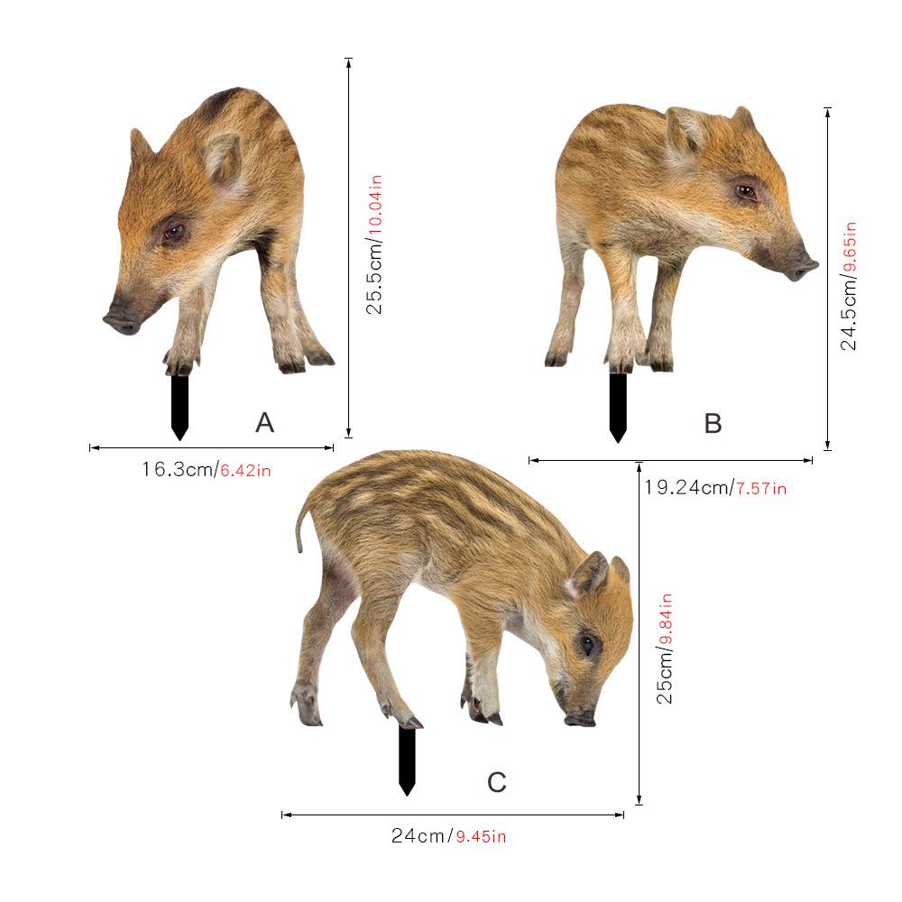 YKLU069-256 3D Rooster, Hen, Duck & Pig Outdoor Garden Decoration Plug