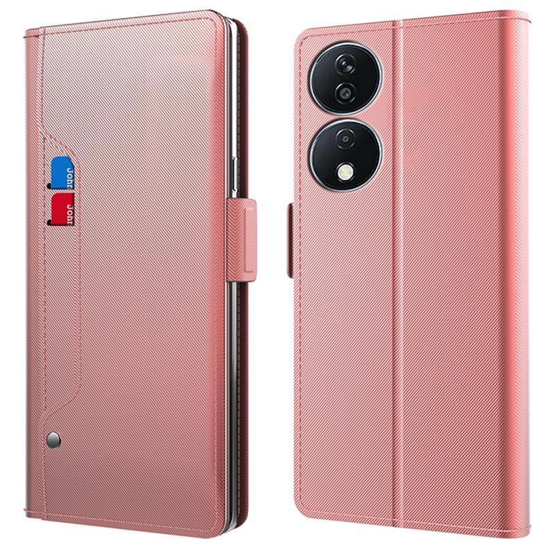For Honor X7b 4G/5G/90 Smart Case Stand Mirror PU Leather Phone Cover with Card Holder