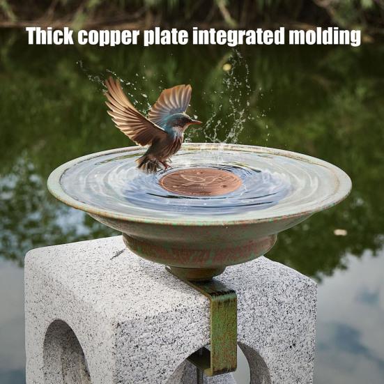 Bird Bath Maintenance Tool Copper Disc, Water Purifier Pure 3 Point Purification Disc for Birds Support, 4 Inch Outdoor Garden Natural