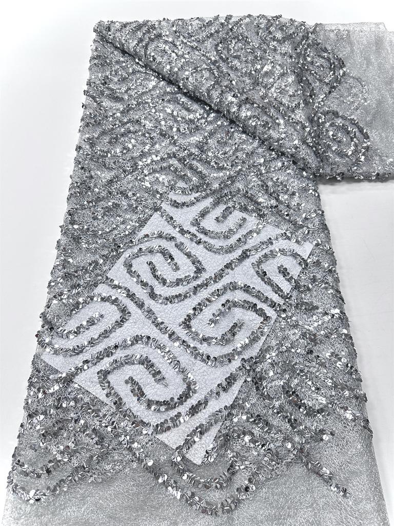 Wholesale 2026 High Quality Sequins French Lace Fabric Mesh Lace African Nigerian Embroidered Tulle Lace Fabric 5 Yards Dress