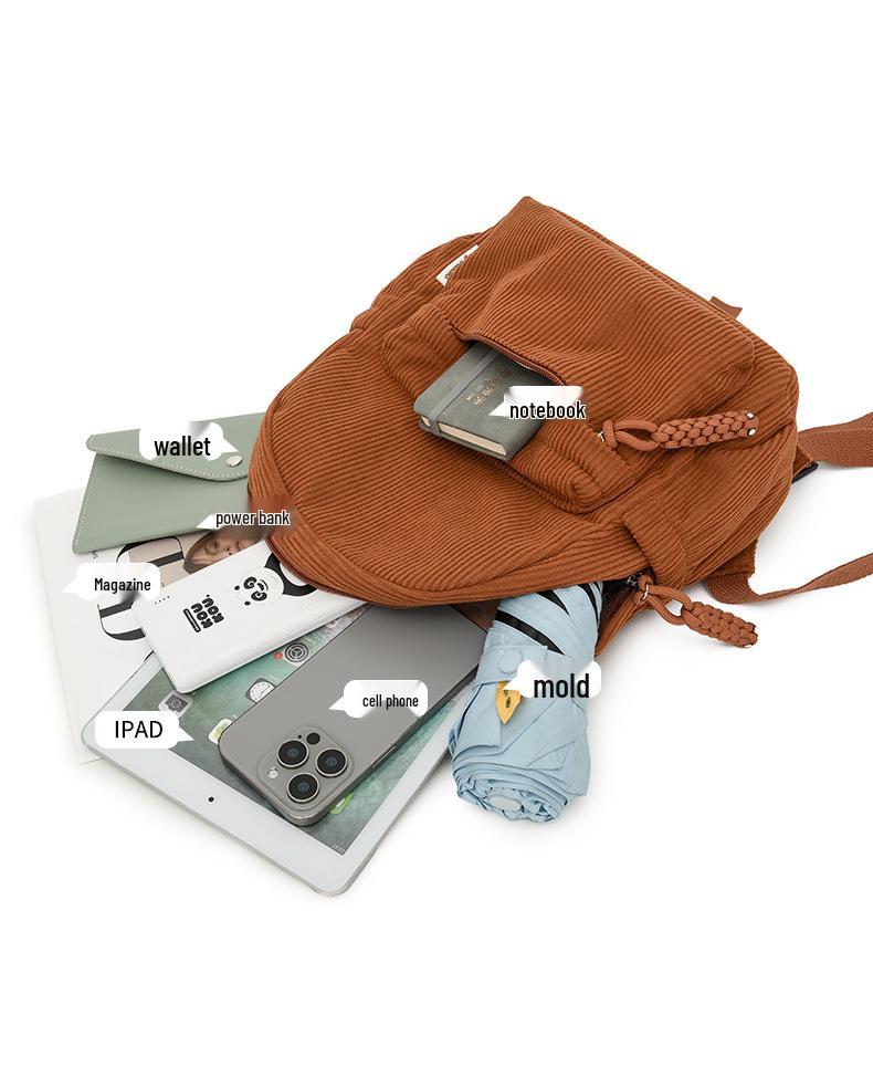 Winter Corduroy Small Backpack - Women's 2025 Casual Mori Style