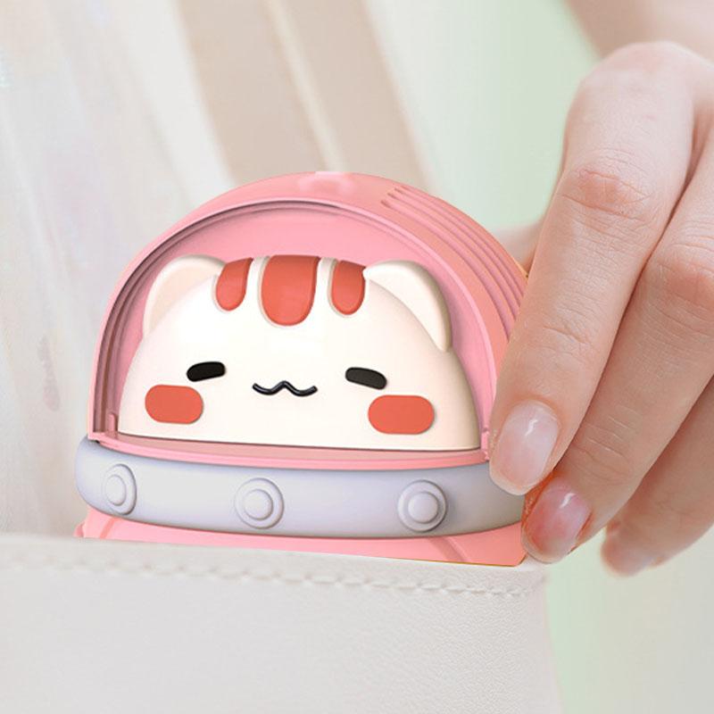 Neck Hanging Fan USB Handheld Rechargeable Cartoon Cute Lovely Animal 3 Gear Electric Small Fan Pink