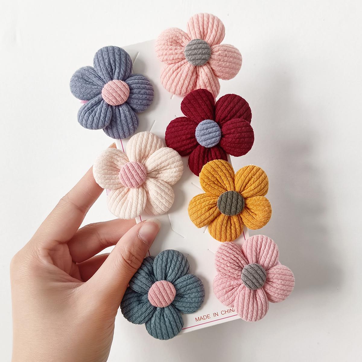 

Набор 7/14 шт. Детские милые тканевые заколки для волос с цветами, аксессуары для волос, сладкие детские заколки, детский головной убор, заколки-автоматы, детские головные уборы