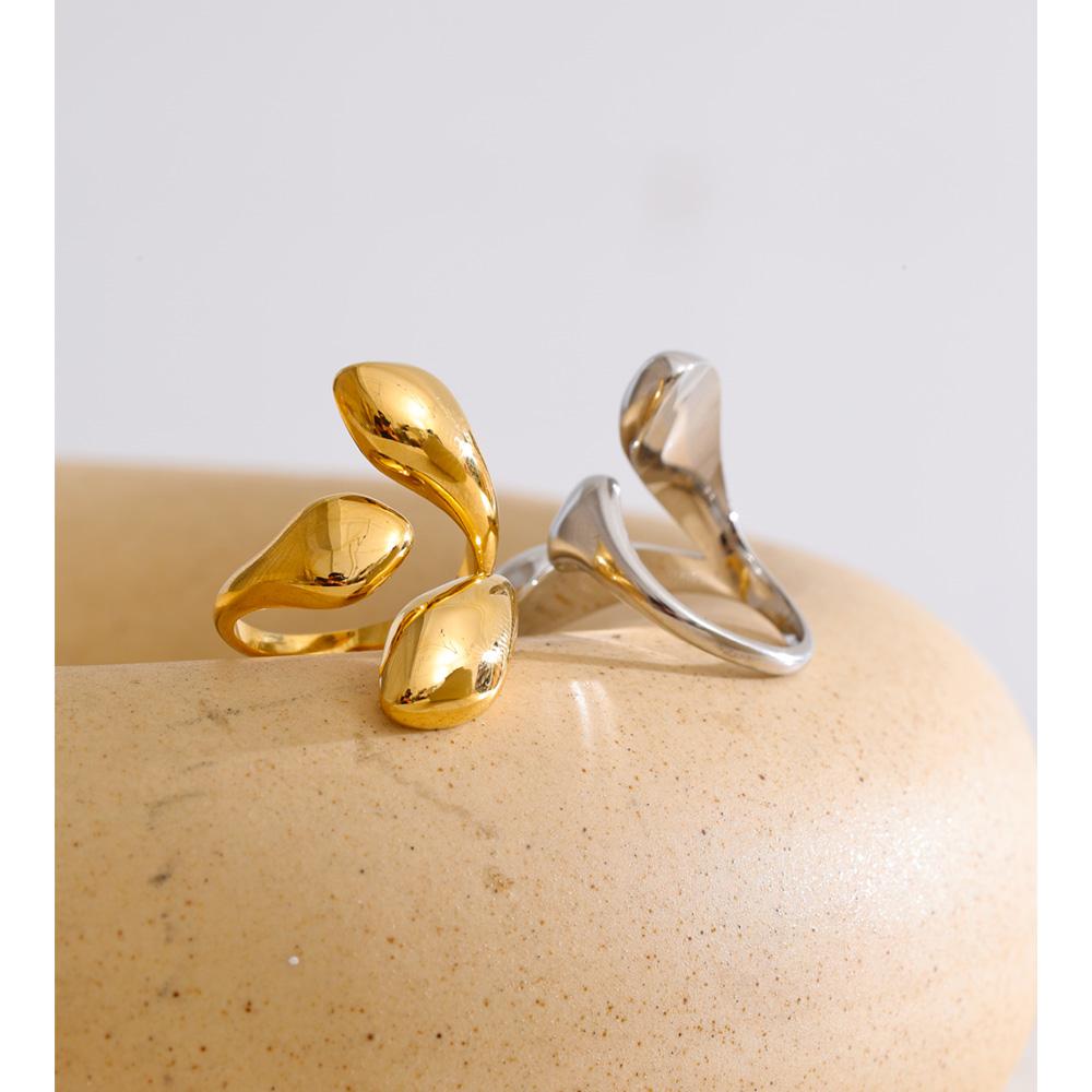 Yhpup High Quality Smooth Stainless Steel Geometric Casting Ring Gold & Platinum Plated Distinctive Daily Wear Finger Jewelry