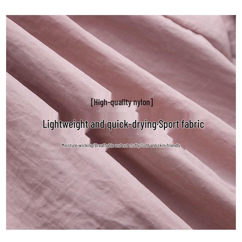 Women's Purple Two-Piece Set: Quick-Dry Ice Silk T-Shirt & Loose Five-Point Cargo Shorts