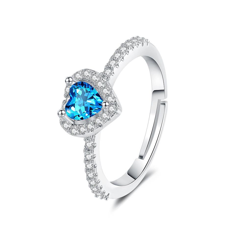 Heart-Shaped Zircon Diamond Ring: Women s Elegant, Classic, Colorful Luxury Adjustable