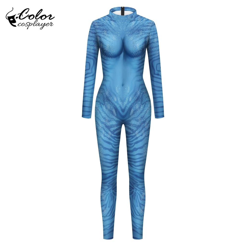 Color Cosplayer Avatar Jumpsuit Movie Cosplay Costume Carnival 3D Digital Printing Spandex Outfit Zentai Purim Party Bodysuit
