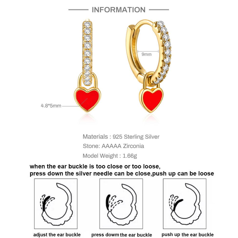 BOAKO 925 Silver Popular Pendant Heart-shaped Earrings Women Retro Style Multi Style Perforated Jewelry Aros Colors CZ