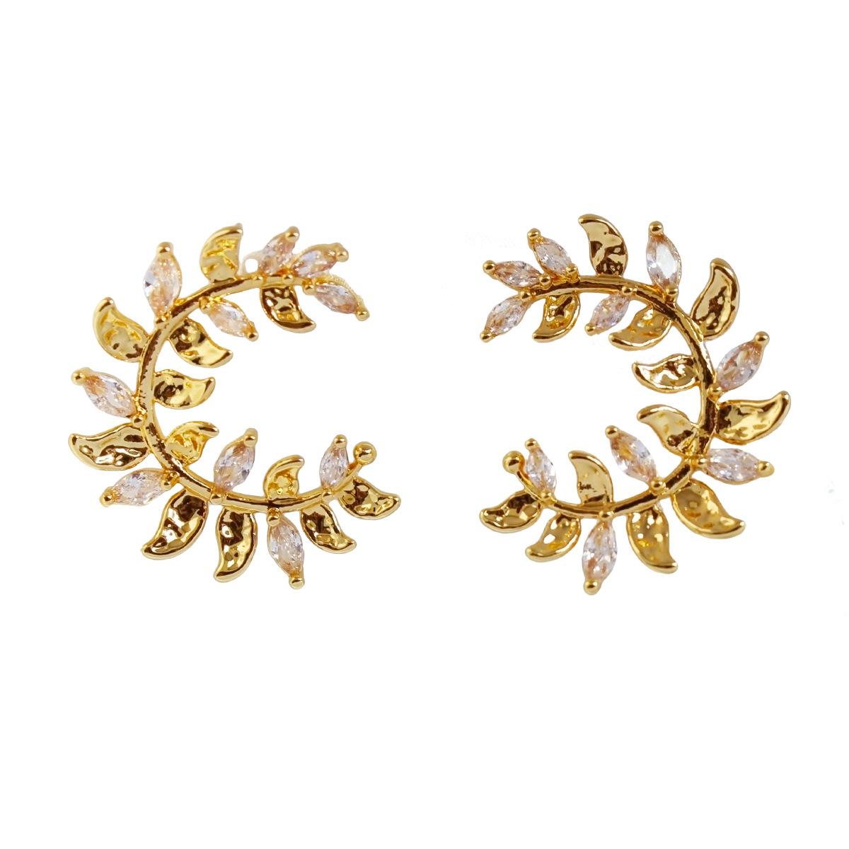 

Серьги-гвоздики серии Plant с объемными абстрактными ветками и листьями, женские легкие роскошные темпераментные серьги с инкрустацией из циркония и пшеницы, пригородные серьги