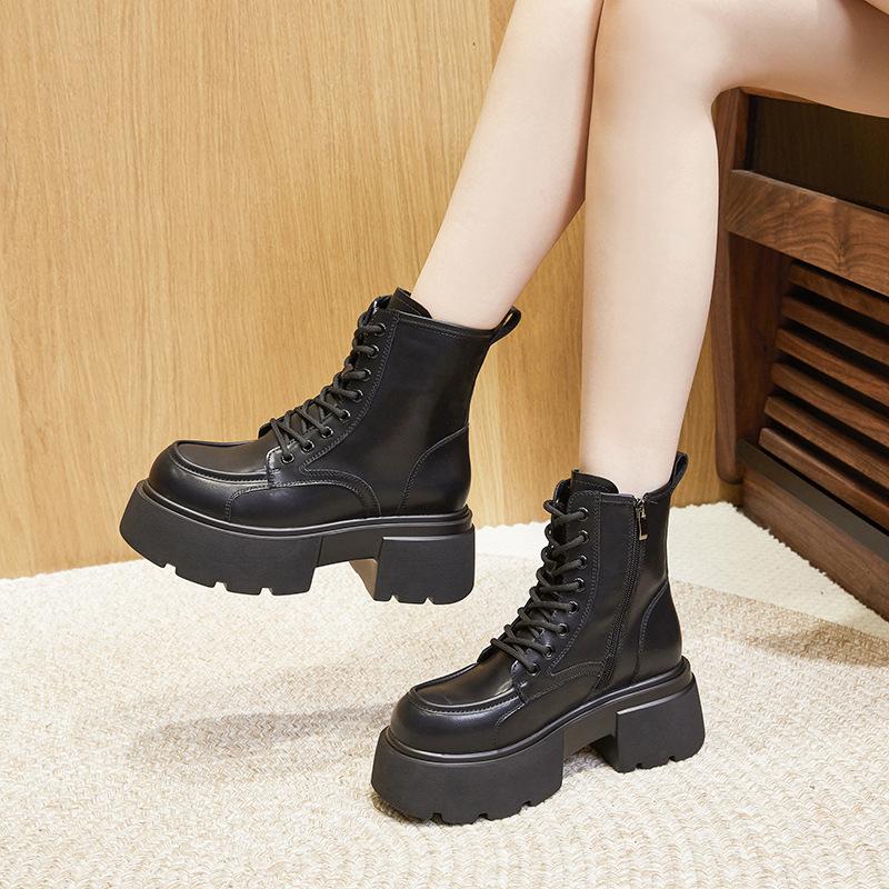 Thick-soled Martin boots women's 2025 autumn and winter new single boots versatile thick heel Internet celebrity thin ins British style short boots