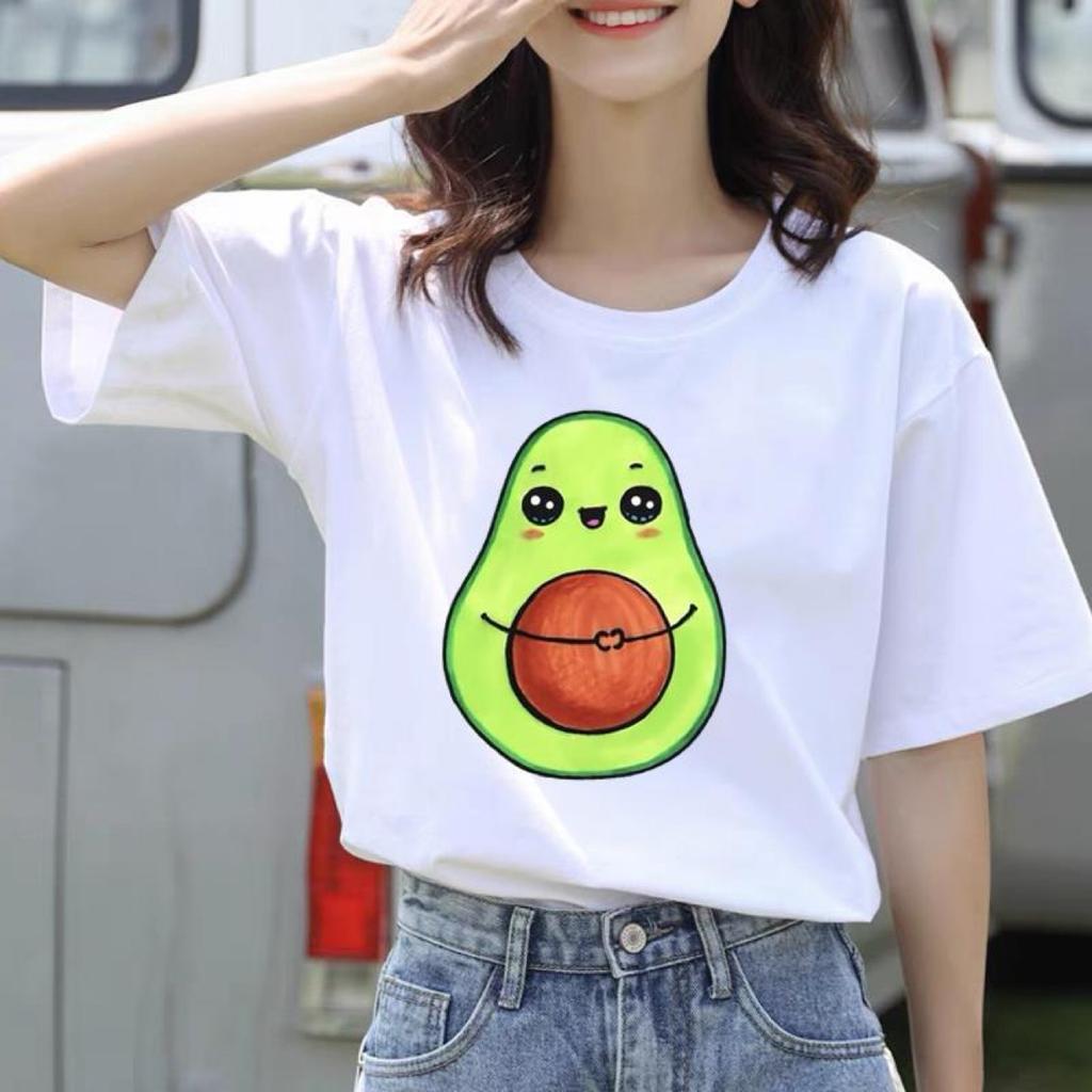 Lovely Sweet Avocado Tee Top Fashion T Shirt Clothing Style Trend Casual Short Sleeve Women Print Lady Female Graphic T-shirt