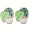 2/6/12pcs Leaf Glazed Alloy Pot Cultural Pendant Leaf Green Plant Pot Pendant DIY Jewelry Crafts Bracelet Necklace Decoration