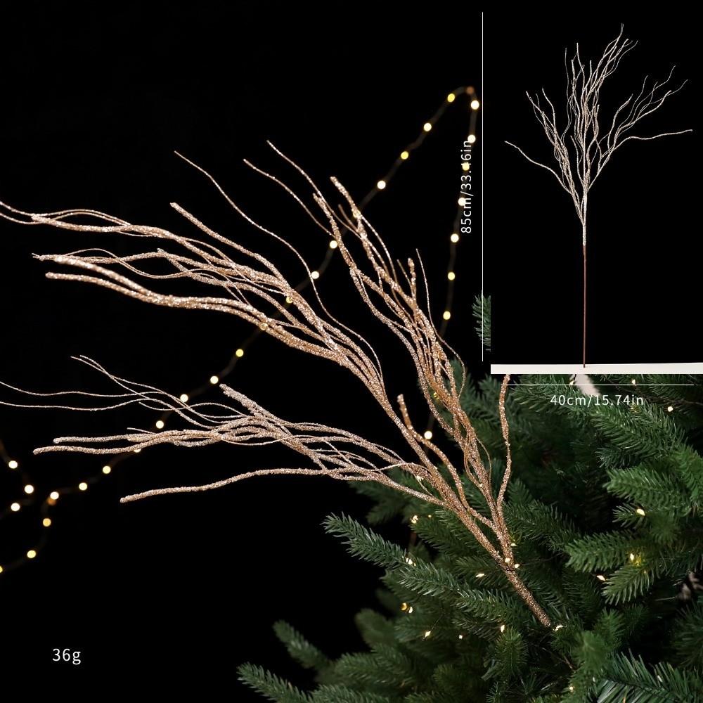 Glitter Branches Christmas Tree Pendant DIY Shiny Christmas Cypress Leaf Handmade Creative Christmas Leaf Pendant