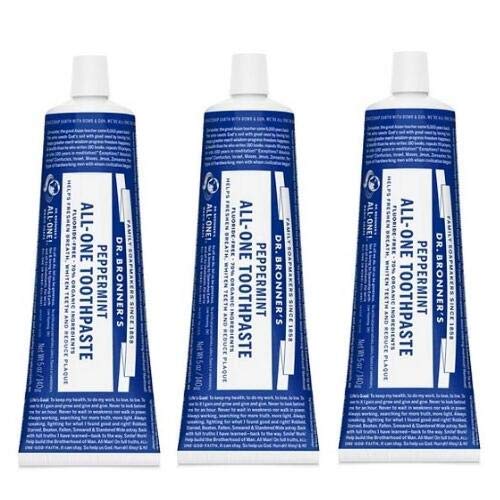

Set of 3 Dr. Bronner s All-in-One Toothpastes [Peppermint] with Coconut Oil [140g] Dr. Bronner s Toothpaste Peppermint []