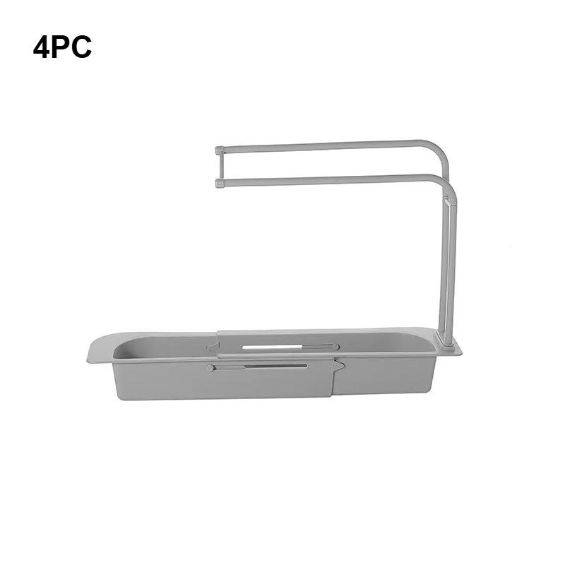 Telescopic Sink Shelf Kitchen Drainer Rack Organizer Soap Sponge Holder Towel Rack Storage Organizer Basket Gadgets Accessories