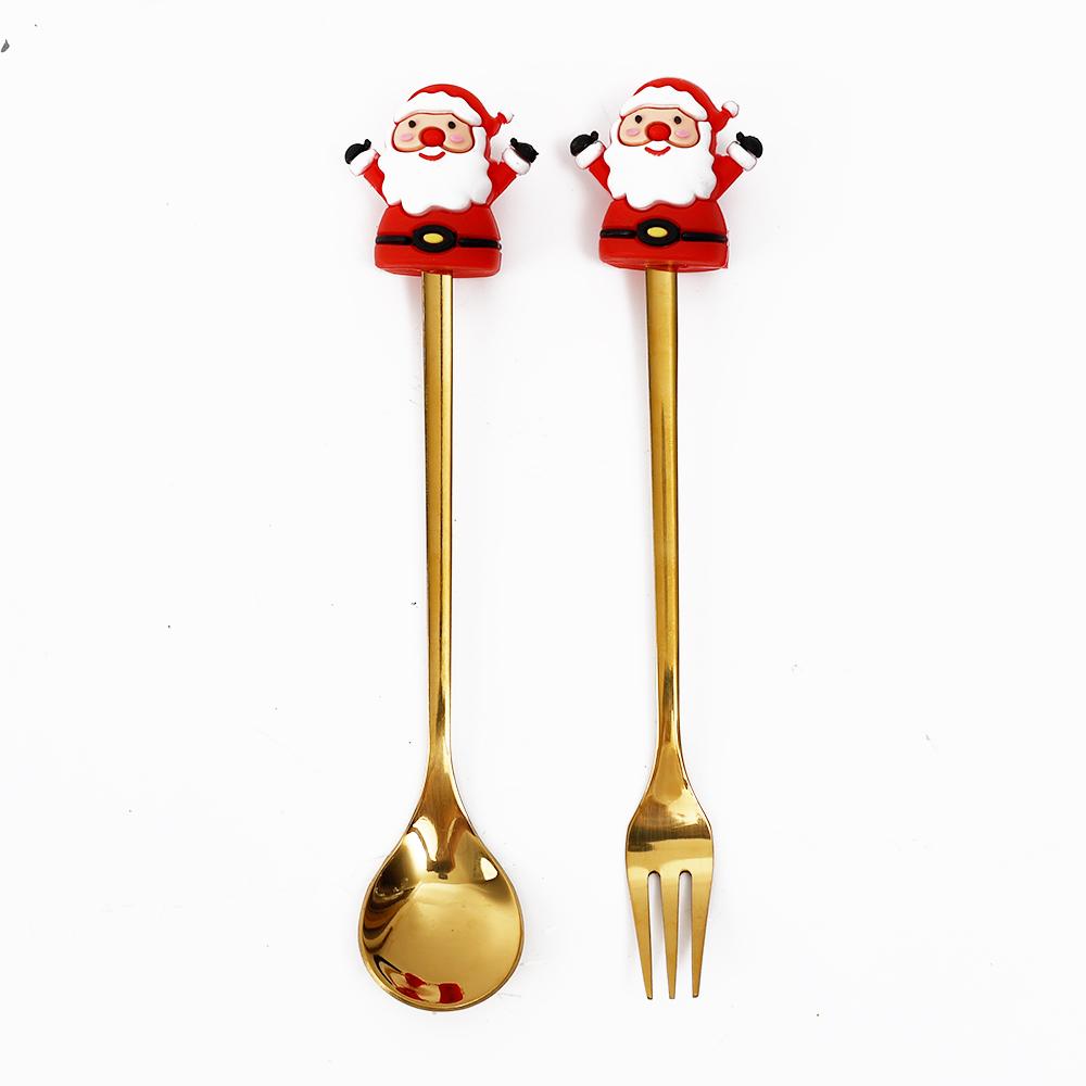 Christmas Dessert Fork and Spoon Set