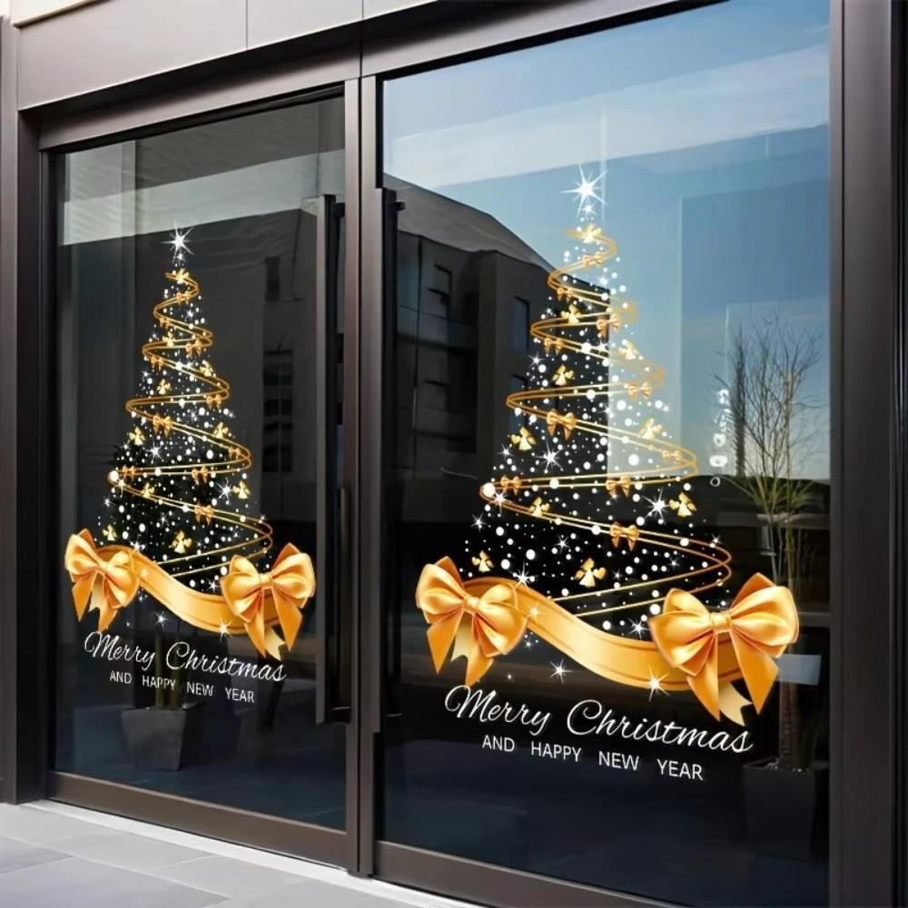Golden Wall Mural Stickers Self-Adhesive Window Decals Removable New Year Decorations