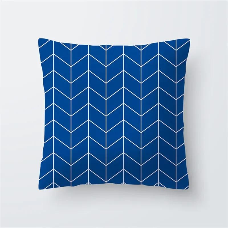 Dekorative Kissenhüllen Blau Geometrie Kissenbezug 45x45 Polyester Kissenbezug Meeresleben Kissenbezug Kissen Heimdeko