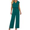 Women Sleeveless V Neck Jumpsuit with Adjustable Waist and Wide Leg Design for Comfortable All Day Wear
