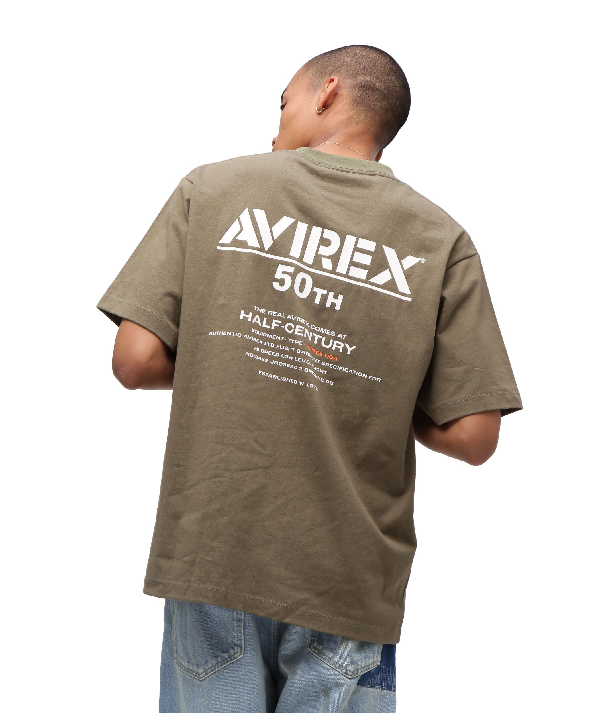 AVIREX 50th T-SHIRT AVIREX 50th Anniversary Short Sleeve T-Shirt Men s 2XL 310 Olive 783-5234005