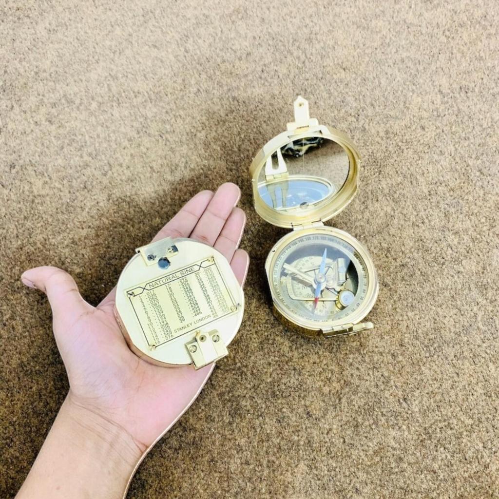 Antiker Nautischer Messing Glanz Brunton Kompass Antiker Funktionierender Schwerer Transit Vermessungskompass Handgefertigt