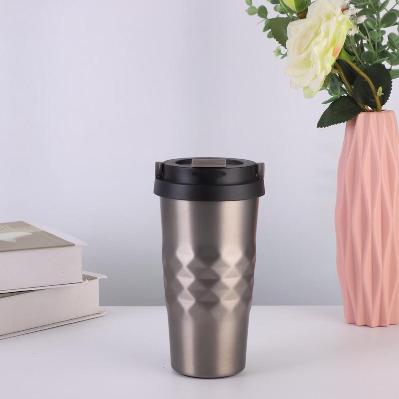 Shangqi Diamond Pattern Stainless Steel Portable Thermal Coffee Mug
