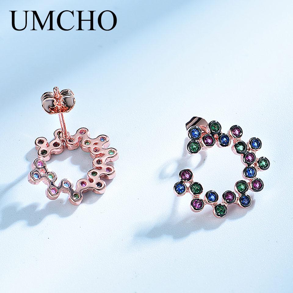 Klassische Ohrstecker Mode 925 Silber Runde Mini Ohrring Set Halbcreolen Bunte Zirkonia Damen Luxusschmuck Creolen