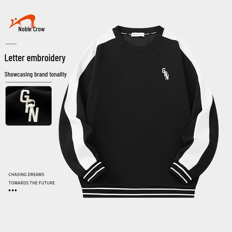 Guirenniao Unisex Colorblock Cotton Blend Crewneck Sweatshirt